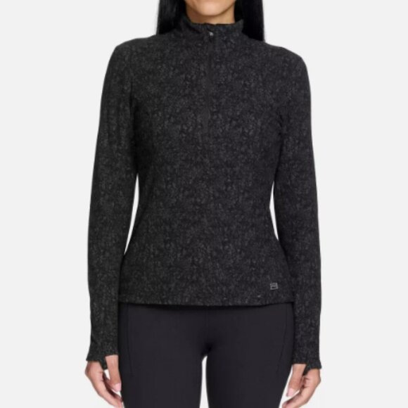 NEW Spyder Active Womens  XL Fleece Quarter-Zip Pullover Black Heather side zip - Picture 1 of 11